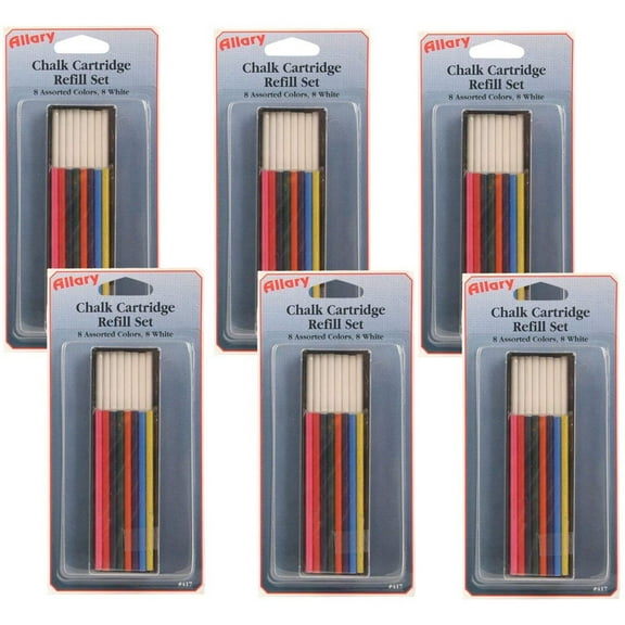 Allary 417 Chalk Cartridge Refill Sets for Marking Fabric and Patterns - Multi-packs 2 Chalk Cartridge Refill Sets