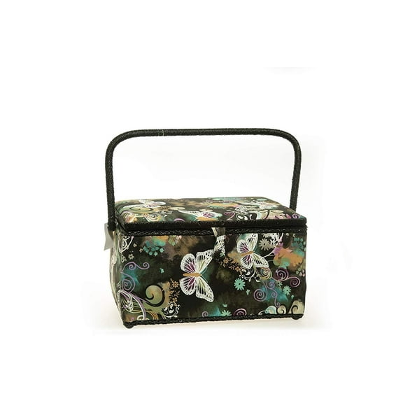 Allary 4397 Tan 16"x10"x8" Rectangle Sewing Basket Bundle with 811 Sewing Accessory Kit