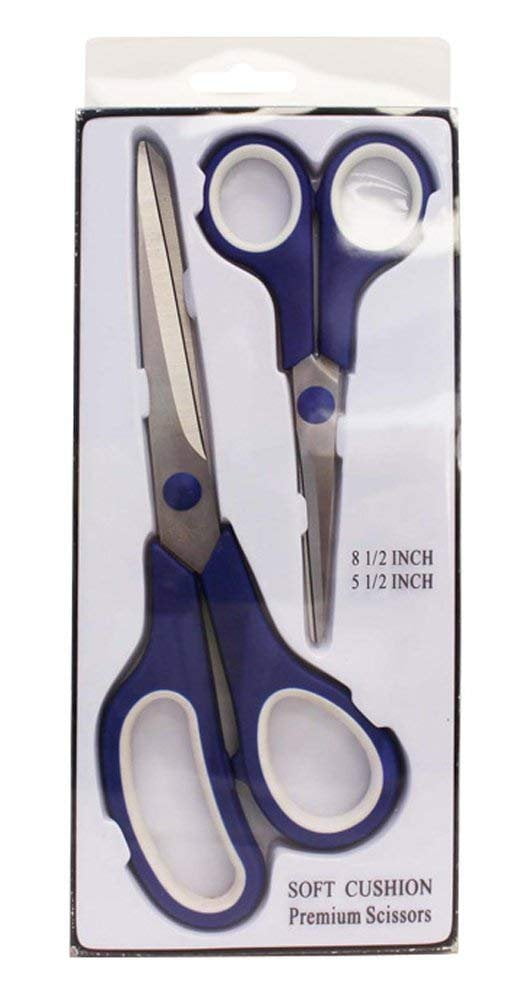Allary 52838 Soft Cushion Premium Scissors in 8 1/2 Inch and 5 1/2 Inch sizes - Assorted Colors 2 Sets of 2 Scissors