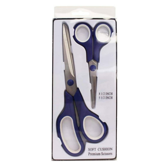 Allary 52838 Soft Cushion Premium Scissors in 8 1/2 Inch and 5 1/2 Inch sizes - Assorted Colors Set of 2 Scissors