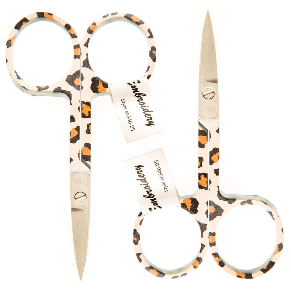 Allary 6340-05-Leo Ultra Fine 3-1/2" Embroidery Scissors - Leopard Set of 2