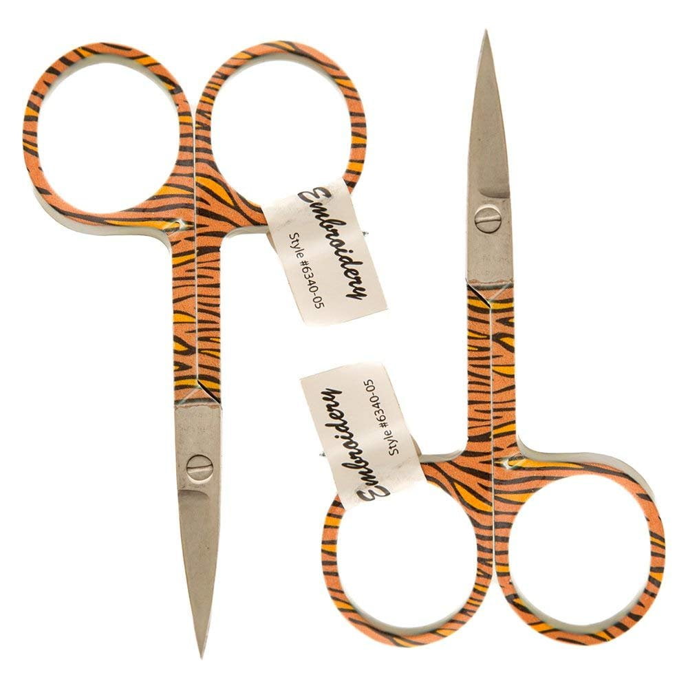 Allary 6340-05-Tgr Ultra Fine 3-1/2" Embroidery Scissors - Tiger Set of 2