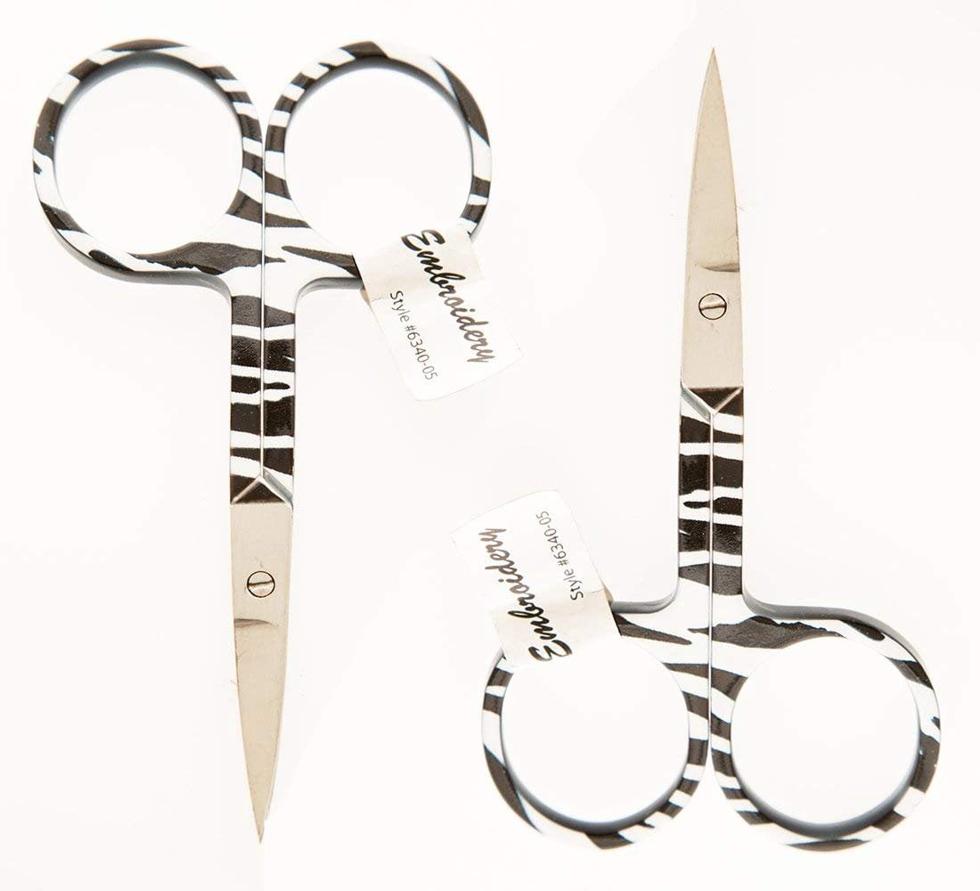 Allary 6340-05-Zeb Ultra Fine 3-1/2" Embroidery Scissors - Zebra Set of 2