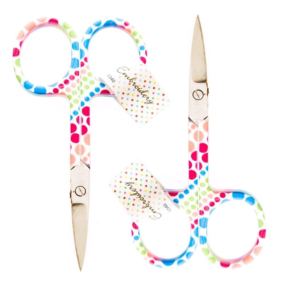 Allary 6340-Rainbow Multi Dot Ultra Fine 3-1/2" Embroidery Scissors - Set of 2