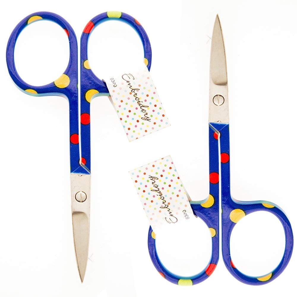 Allary 6340 Ultra Fine 3.5" Embroidery Scissors-Polka Dots on Blue Set of 2