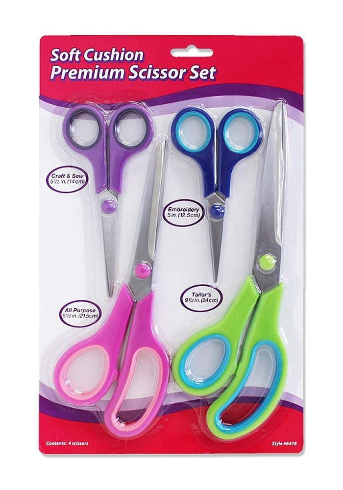 Allary 6478 Soft Cushion Premium Scissors Set in Four Sizes - Multicolor Single Premium Scissor Set