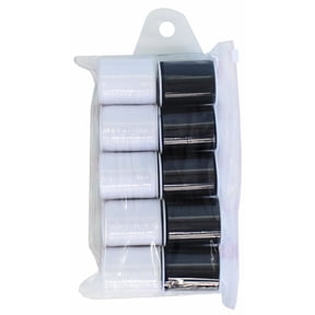 Allary Black and White 100% Polyester Sewing Thread, 200 Yds per Spool, 10 Count