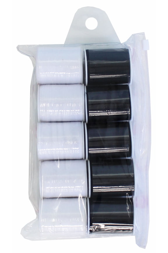Black and White 100% Polyester Sewing Thread, 200 Yds per Spool, 10 Count