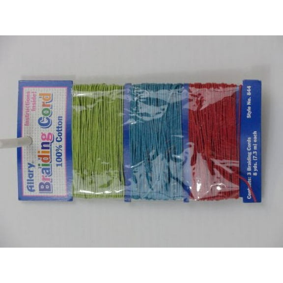 Allary Braiding Cord 100% Cotton 3 Colors 8 Yards Each