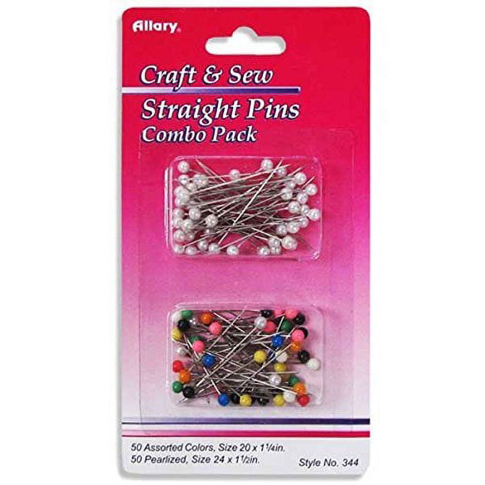 Allary Craft & Sew Straight Pins, 50 Pearlized, 50 Assorted Colors