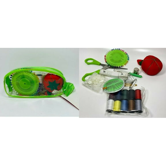 Allary Deluxe Sewing Kit in Zipper Pouch, Green