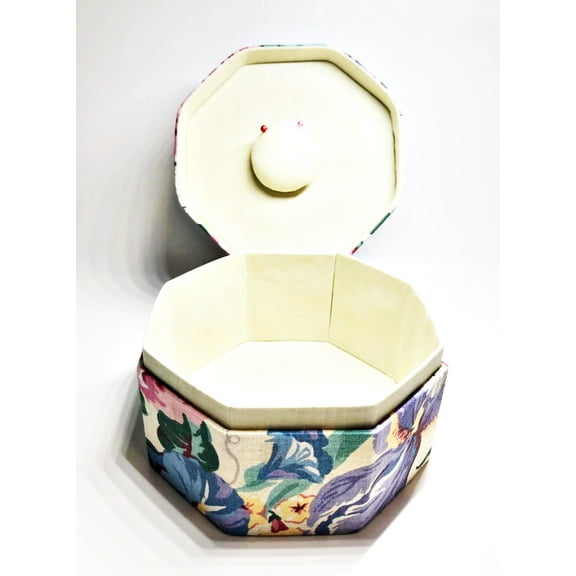 Allary Hand Crafted Accessory Box Floral Design Octagon Sewing Storage Style #1