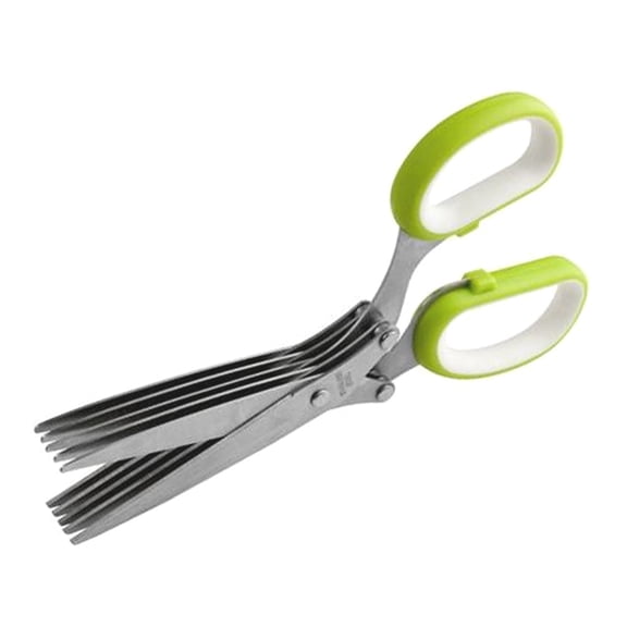 Allary - Herb Scissors Mincing Snip Cutting 10 Blades Kitchen Tool- Tempered Stainless Steel- 1-Pack