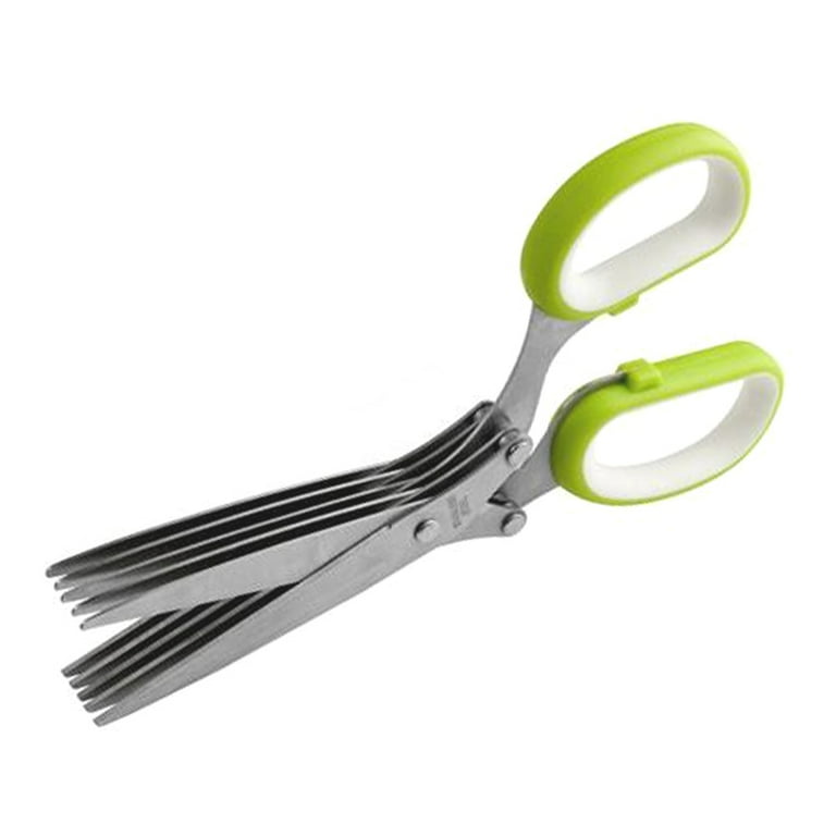 Multi Blade Herb Scissors Aqua Colored Handle Stainless Steel Blades