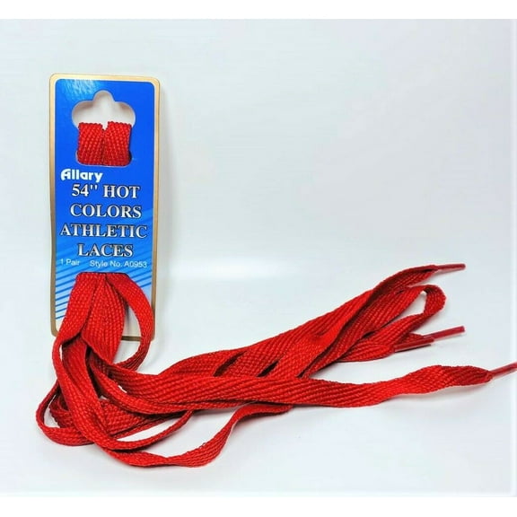 Allary Hot Colors Flat Athletic Laces, 54 in. 1Pair RED