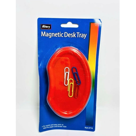 Allary Nagbnetic Desk Tray for Binder and Paper Clips - Red