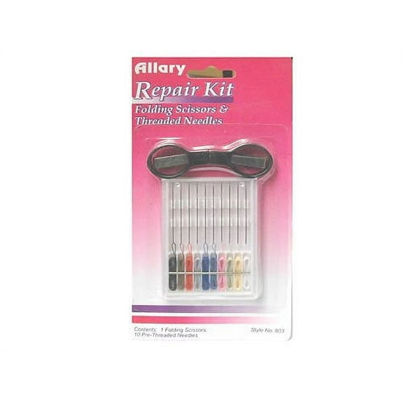 Allary Repair Kit - Folding Scissors and 10 Threaded Needles Kit 803