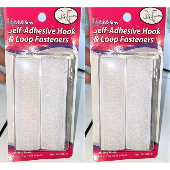 Allary Self-Adhesive Hook And Loop Fasteners 8/Pkg-White .75"X3.5"