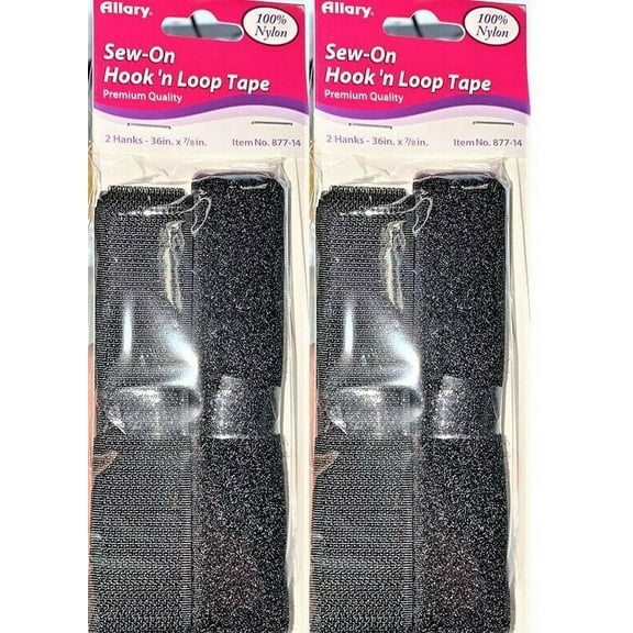 Allary Sew On Hook And Loop Tape 8/Pkg-Black, .75"X3.5"
