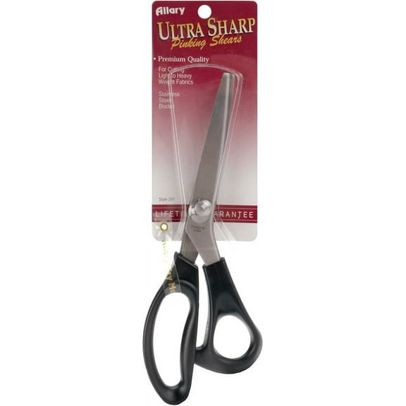 Allary Stainless Steel Ultra Sharp Pinking Shears, 9", Black