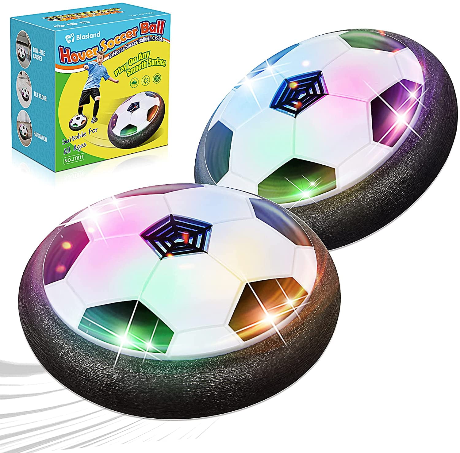 Happon Hover Soccer Ball Kids Toys, Hover Ball with Protective Foam Bumper  and Colorful LED Lights, Air Power Soccer Hover Ball for Kids Soccer