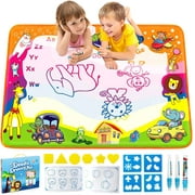 Allaugh 34.5 x 22.5 in Water Drawing Mat Water Doodle Mat for Toddlers 1-3 Years Old Coloring Painting Aqua Doodle Mats Educational Toys Boys Xmas Gift, Orange