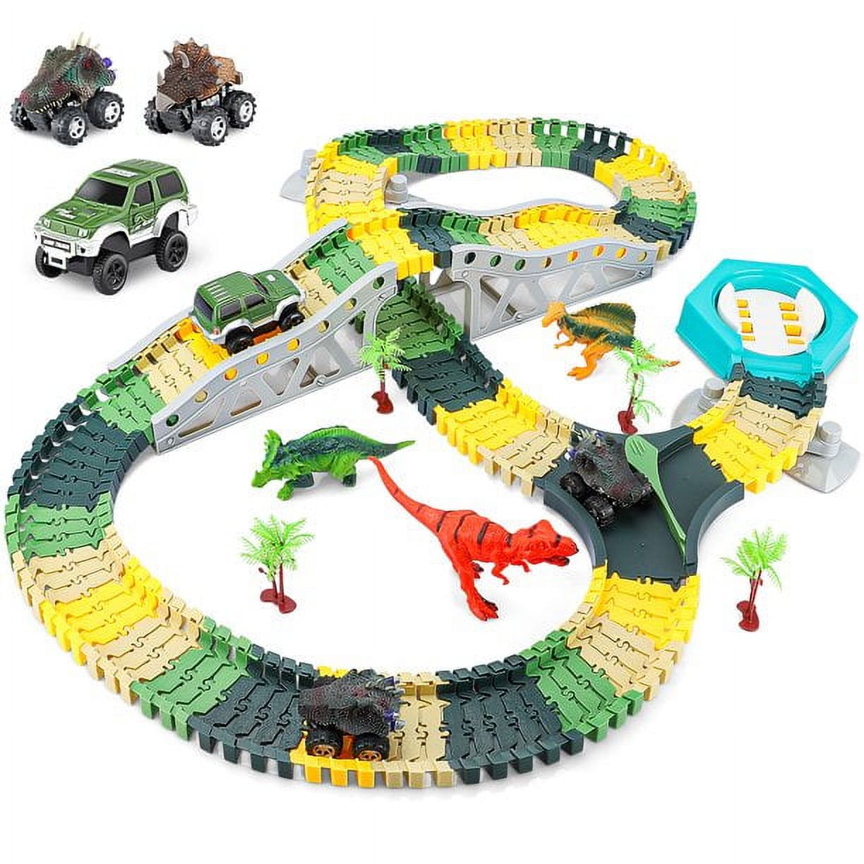 Allaugh Dinosaur Toys for Boys Race Car Track Set 192pcs Dinosaurs