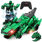 Allaugh Dinosaur Transform RC Cars 2.4Ghz Remote Control Car Robot with 360  Rotation One Button Deformation Car Toy Gifts for Boys Age 4-7 8-12
