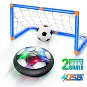 Allaugh Hover Soccer Ball with 2 Goals, Rechargeable Soccer Toy with Colorful LED Light, Indoor Air Floating Soccer Set for Kids 3-10 Y, Blue
