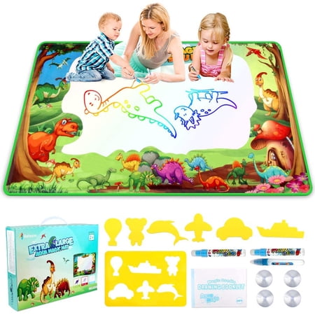 Allaugh Magic Doodle Drawing Mat - 60"x 36" Extra Large Water Drawing Mat Educational Toys Mess Free Writing 7 Rainbow Colors for 2-8 Boys Girls Toddler