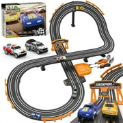 Allaugh Slot Car Race Track Sets with 1:64 High-Speed Slot Cars, Dual Racing Game Lap Counter Circular Slope Track, Gifts for Boys Kids Age 6 7 8-12