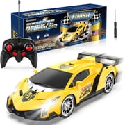 Allaugh Wireless Remote Control Car for Boys 4-7 8-12Y, High Speed Racing RC Truck Dirft Car Kids Electric Toy with Lights and Controller, Yellow