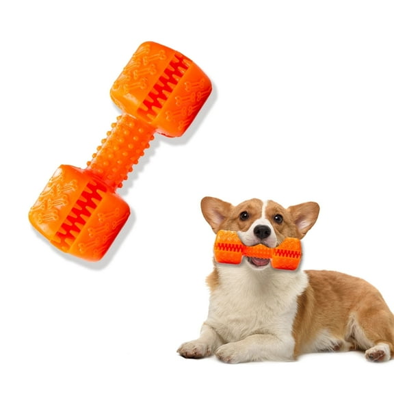 Allcoke Rubber Dumbbell Dog Chew Toy - Durable Wear-Resistant with Leaky Food Function, Dumbbell Shape & Fun Leaky Food Design, for Small & Medium Dog Breeds