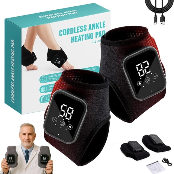 Allcros NeuroEase Pro, 3 Speed Vibration & 5 Heat Levels, Triple Technology Foot Massager Ankle, for Circulation & Pain Relief, Foots Relaxation, Neuropathy, Plantar Fasciitis (2PCS)