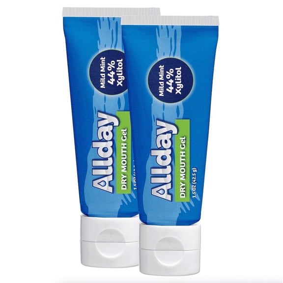 Allday Dry Mouth Gel - Maximum Strength Xylitol, Fast Acting, Long Lasting, Non-Acidic (2 Tubes Inside One Box)