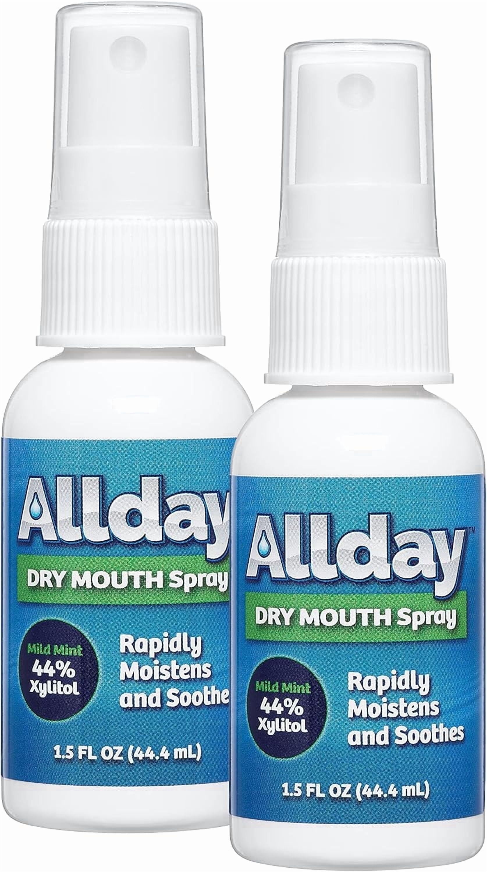Allday® Dry Mouth Spray - Maximum Strength Xylitol, Fast Acting, Non-Acidic (1.5oz - Pack of 2)