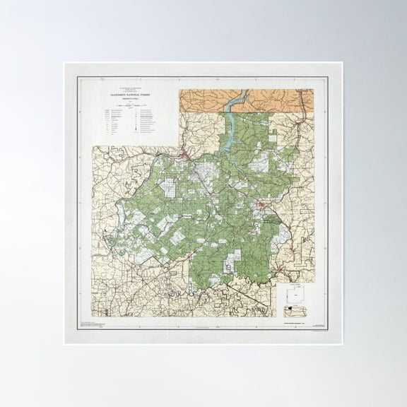Allegheny National Forest Map (1974) Pennsylvania Nature Reserve Atlas Poster Wall Art, Modern Wall Decor, 24x36 UNFRAMED
