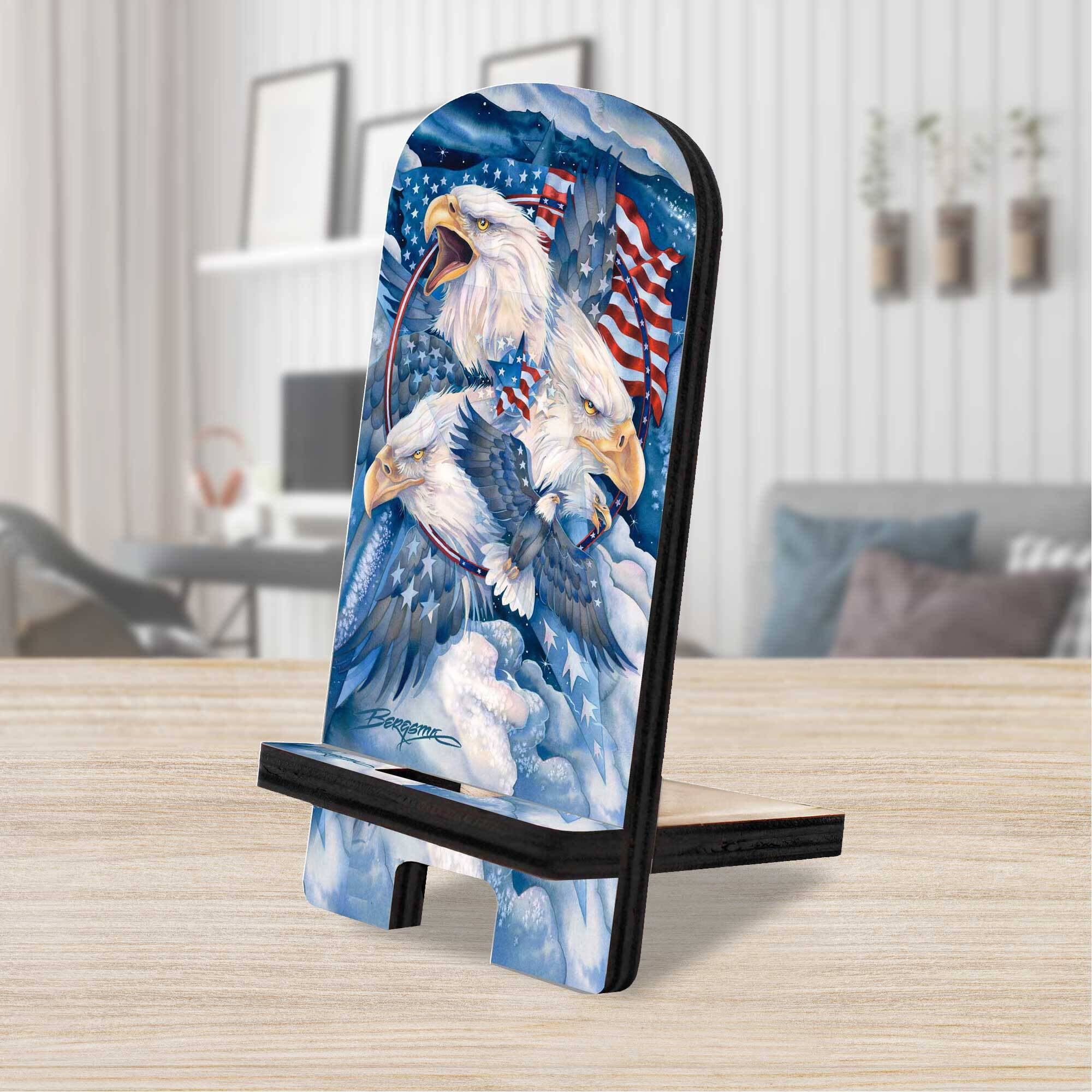 Allegiance Patriotic Eagles Cell Phone Stand | Wood Mobile Tablet ...