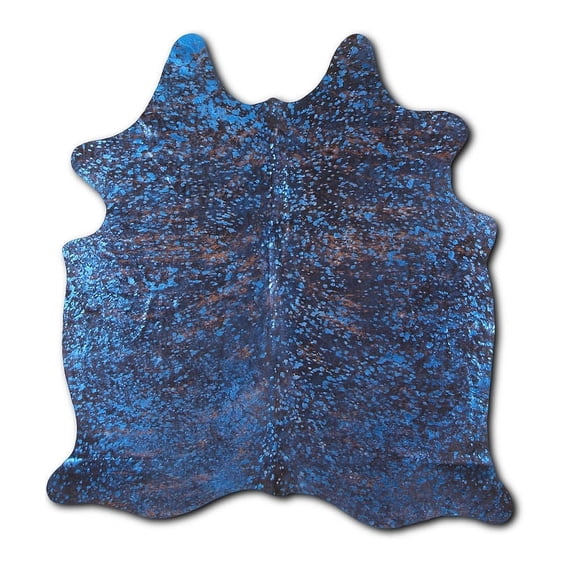 Allegiant cowhide rugs for sale BLUE METALLIC ON BRINDLE rug