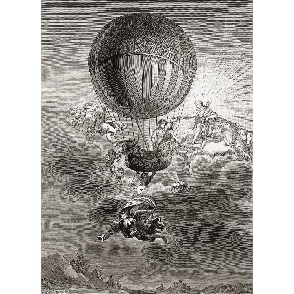 Allegorical work showing balloonist Jacques Alexandre C ©sar Charles ...
