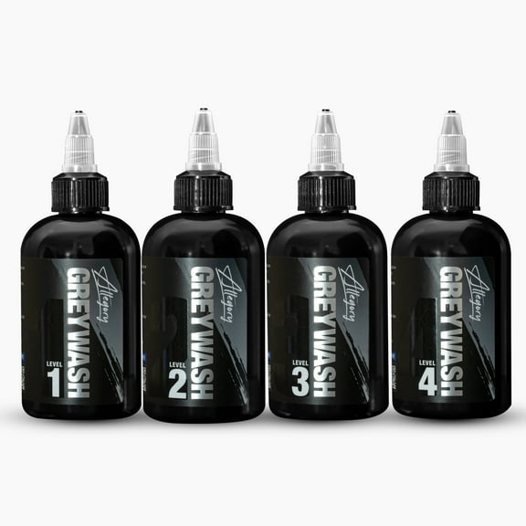 Allegory Greywash Tattoo Ink Set  Premium Professional-Grade Signature Greywash Shades for Smooth, Vegen Friendly, Crafted in The USA, Consistent Tattooing- 4oz (Set of 4 Bottles)