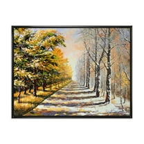 Allegory On Theme Autumn and Winter 20 in x 12 in Framed Painting Canvas Art Print, by Designart