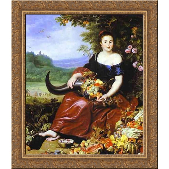 Allegory of Earth 24x20 Gold Ornate Wood Framed Canvas Art by Cornelis de Vos