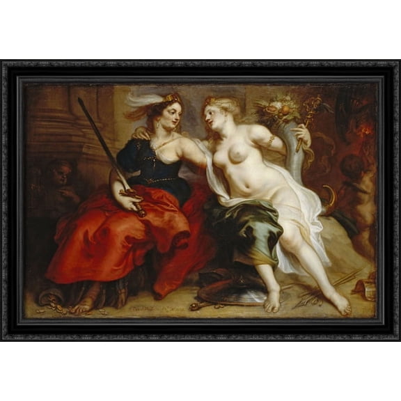 Allegory of Justice and Peace 40x28 Large Black Ornate Wood Framed Canvas Art by Theodoor van Thulden