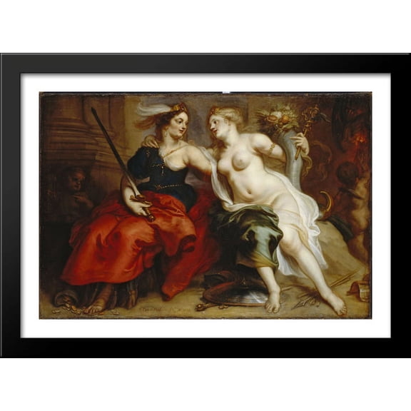 Allegory of Justice and Peace 40x28 Large Black Wood Framed Print Art by Theodoor van Thulden