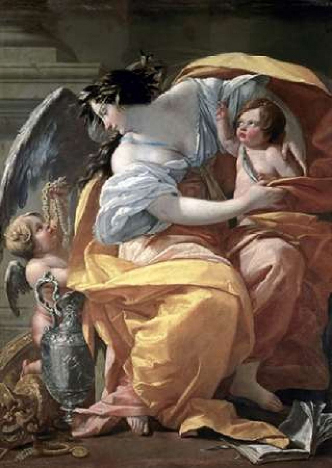 Allegory of Wealth late 17th C Canvas Art - Simon Vouet (20 x 28)