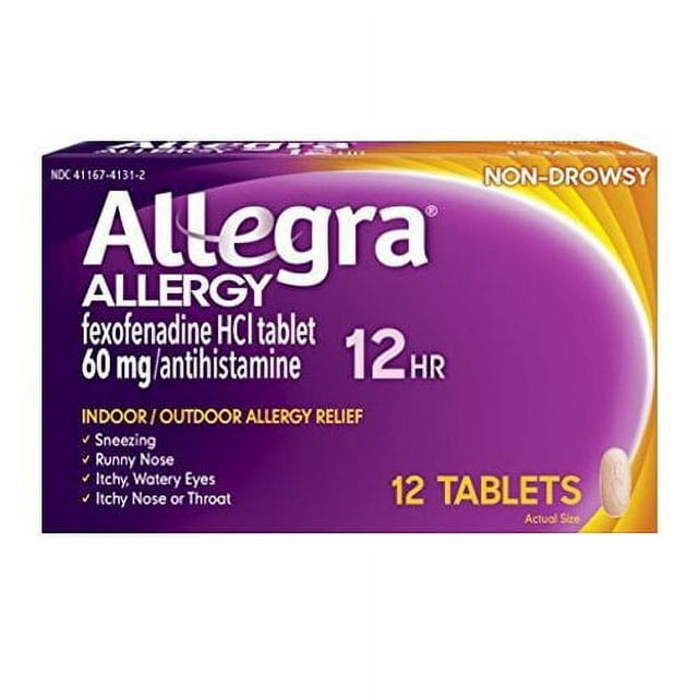 Allegra 12 Hour Allergies Relief Fexofenadine 60 Mg Tablets - 12 Ea, 2 Pack