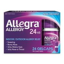 Allegra 24 Hour Non-Drowsy Antihistamine Medicine Tablets for Adult Allergy Relief, Fexofenadine, 180 mg, 24 Pills