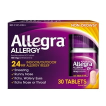 Allegra 24 Hour Non-Drowsy Antihistamine Medicine Tablets for Adult Allergy Relief, Fexofenadine, 180 mg, 30 Pills