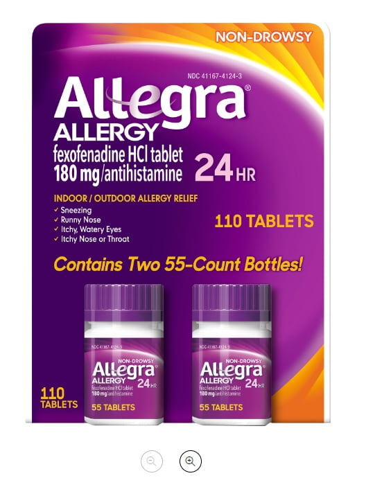 Allegra Allergy NonDrowsy, 110 Tablets Relieves Sneezing, Runny Nose, Itchy Eyes, and Itchy